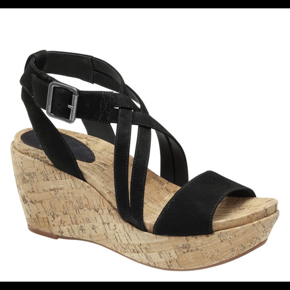 Johnston & Murphy Lani Black Suede Wedge Size 7.5